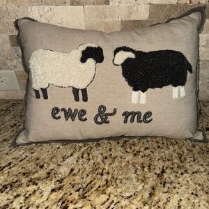 Like new Pottery Barn Cotton Pillow Cover in Gray and Cream with insert